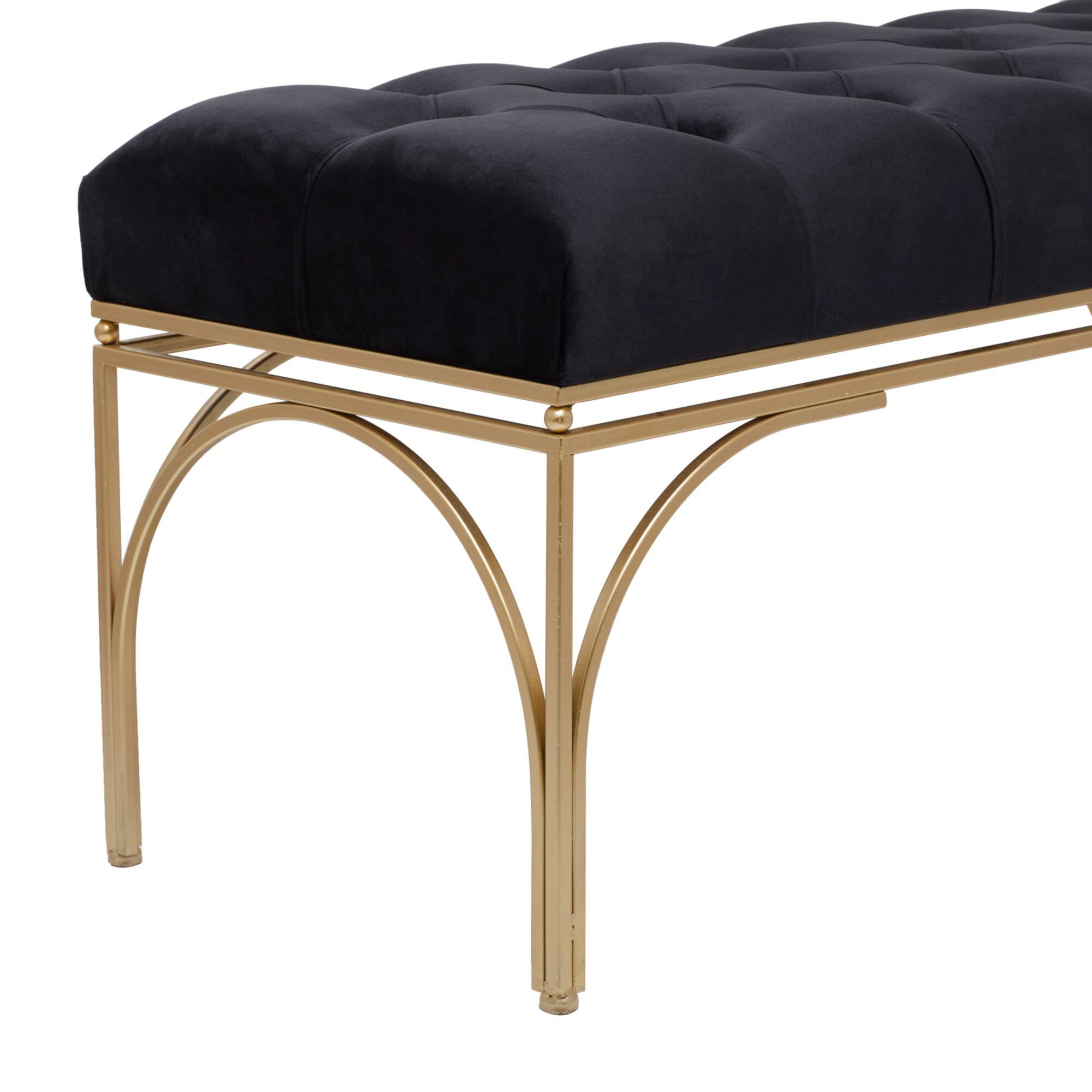 Black Metal Glam Bench, 19" x 39" x 17"